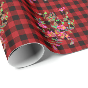 Papel De Presente Xadrez vermelha e preta do país