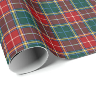 Papel De Presente Xadrez vermelha e verde escuro do Tartan do clã d