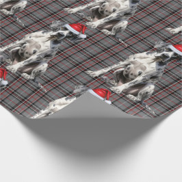 Papel De Presente Xadrez Vermelha Festiva e Grande Cachorro Dane Nat