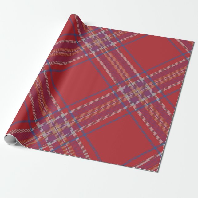 Papel De Presente Xadrez Vermelho Clássico de Tartan (Desenrolado)