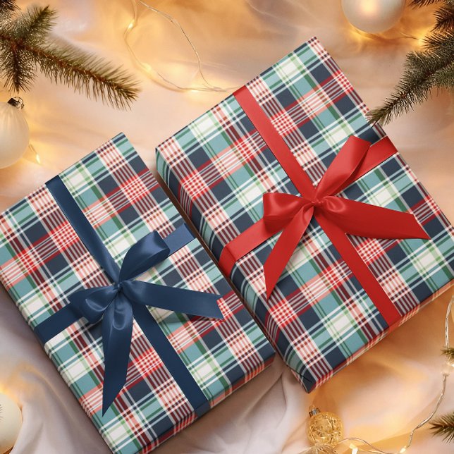 Papel De Presente Xadrez Vermelho e Azul Russo Clássico (Criador carregado)