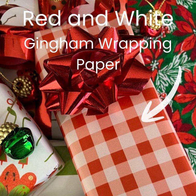 Papel De Presente Xadrez Vermelho e Branco de Natal (Criador carregado)