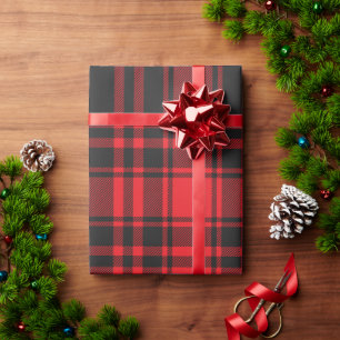 Papel De Presente Xadrez Vermelho e Preto