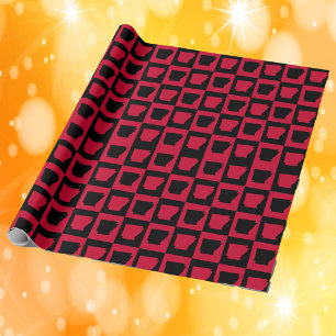 Papel De Presente Xadrez Vermelho e Preto Arkansas