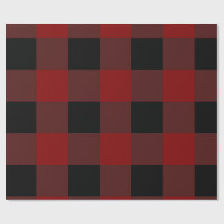 Papel De Presente Xadrez Vermelho e Preto Atemporal de Búfalo