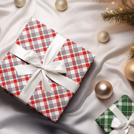 Papel De Presente Xadrez Vermelho Verde Azul Branco Tradicional Clás
