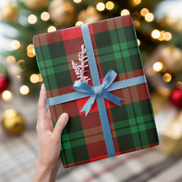 Papel De Presente Xadrez Vermelho Verde Buffalo Verificação Natal Fe