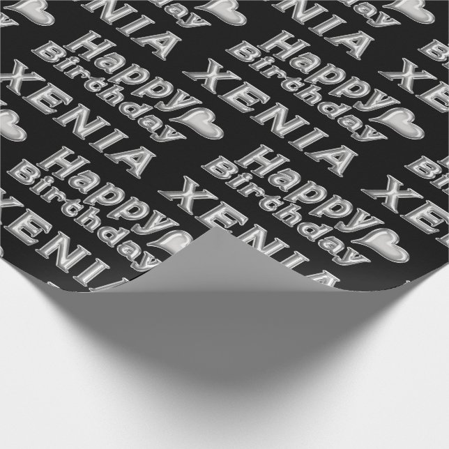 Papel De Presente Xenia Happy Birthday silver black Geschenk papier (Ponta)