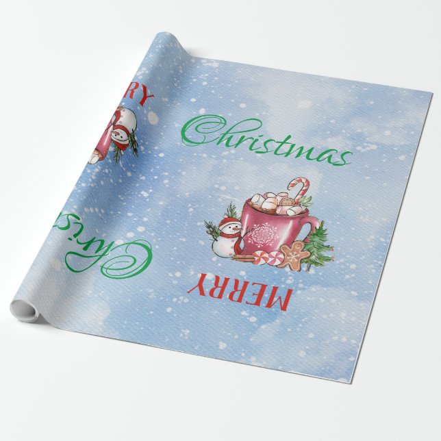 Papel De Presente Xícara Fria Fora Natal Feliz Feliz Natal (Desenrolado)
