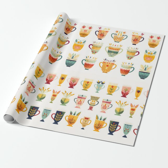 Papel De Presente Xícaras de Café (Desenrolado)