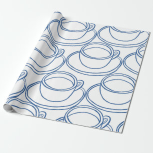 Papel De Presente Xícaras de chá de linhagem azul e branca
