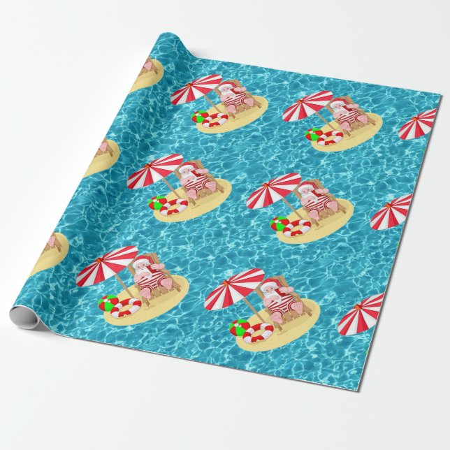 Papel De Presente xmas Beach santa claus (Desenrolado)