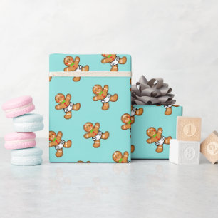 Papel De Presente XmaS doce de pão-de-bebê em turquesa