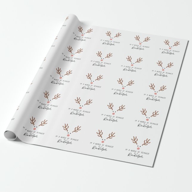 Papel De Presente Xmas Presente Num Mundo De Reindeer (Desenrolado)