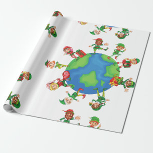 Papel De Presente xmas santa claus elves