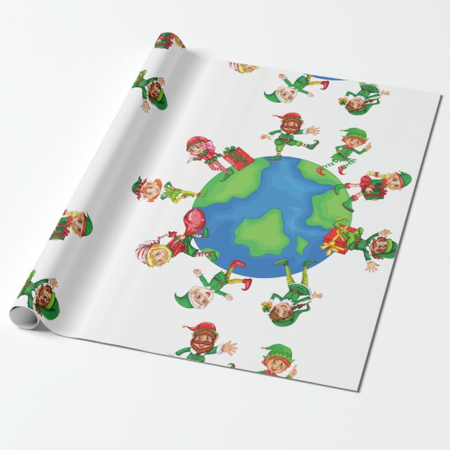Papel De Presente xmas santa claus elves (Desenrolado)