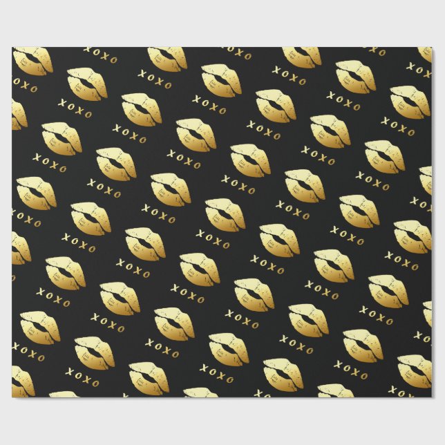 Papel De Presente XOXO abraça o amor dos beijos com os lábios (Aberto)
