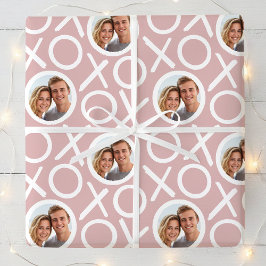 Papel De Presente XOXO Abraços e Beijos 2 Pó Fotográfico Rosa Desbot