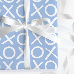 Papel De Presente XOXO Abraços e Beijos Azul Script Aniversário Pinc