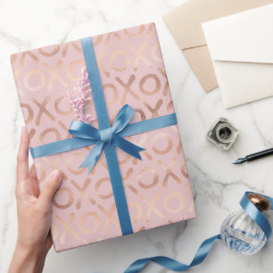 Papel De Presente XOXO Blush Rosa Dourado Glam