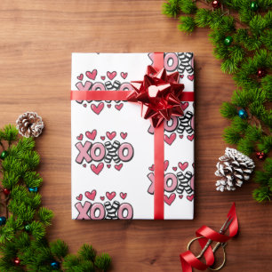 Papel De Presente XOXO feliz dia dos namorados corações rosa vermelh