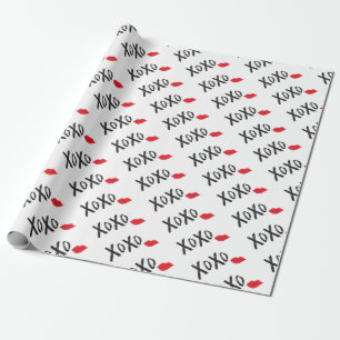 Papel De Presente XoXo-Hugs-Kisses-with-Red-Lábios