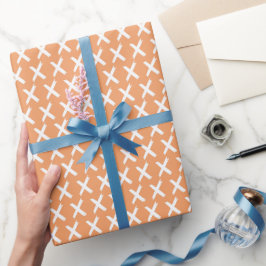 Papel De Presente X's Allover - Branco em Orange Sherbert