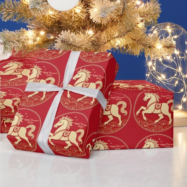 Papel De Presente Year of the Horse 2026 Chinese New Year  (Feriados)