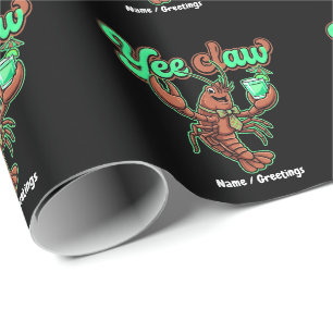 Papel De Presente Yee Claw Retro Lagostim Laço Cocktail Costeiro