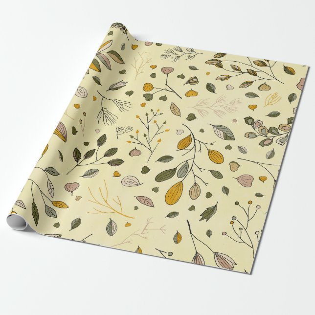Papel De Presente Yellow Fancy Foliage (Desenrolado)