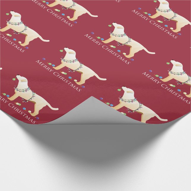 Papel De Presente Yellow Labrador Retriever Feliz Design de Natal (Ponta)