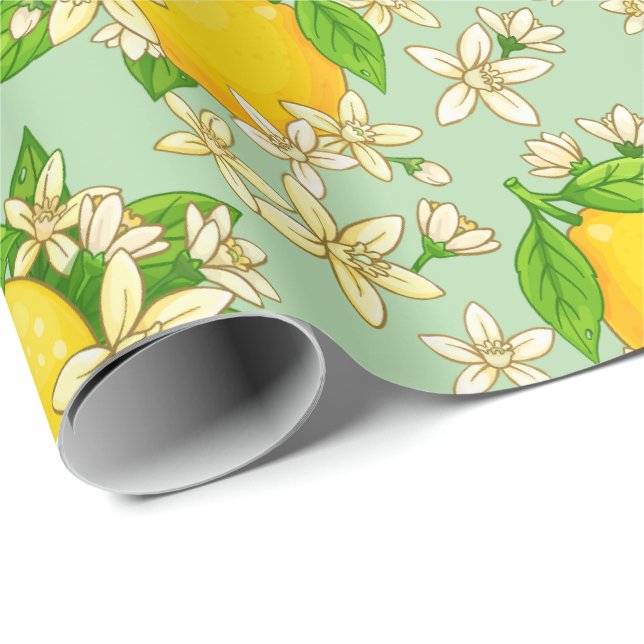 Papel De Presente yellow lemons (Ponta do rolo)