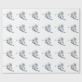 Papel De Presente Yeti Abominável Homem da Neve Esquiando Férias Div