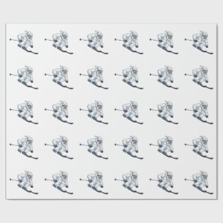 Papel De Presente Yeti Abominável Homem da Neve Esquiando Férias Div