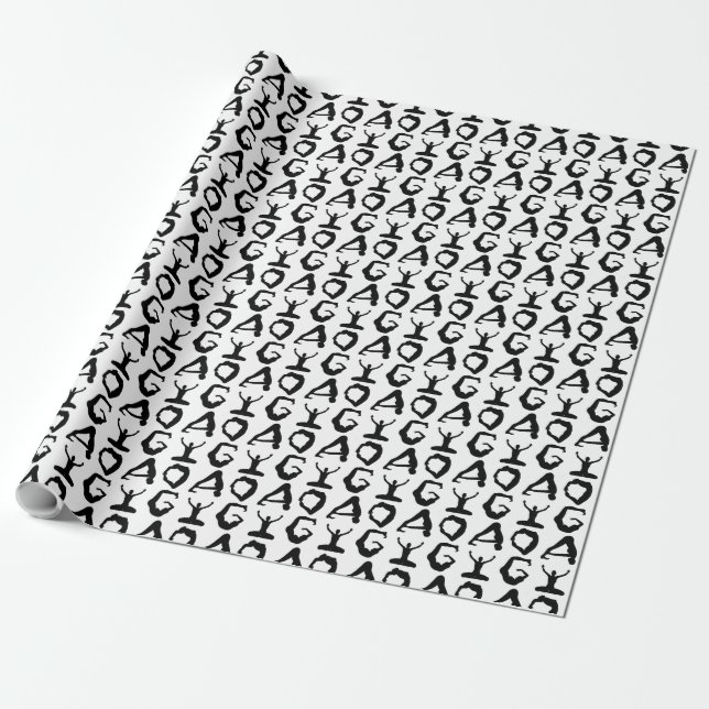Papel De Presente Yoga Silhouettes Posições com Padrão de Telas (Desenrolado)