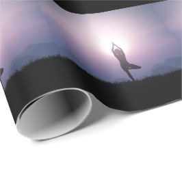 Papel De Presente Yoga Tree Pose Vrksasana Black Purple