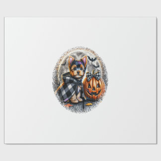 Papel De Presente Yorkie Dog Halloween