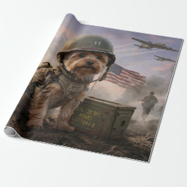 Papel De Presente Yorkie Heróico "Cabo Smoky" Arte Militar da Segund