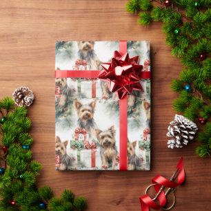 Papel De Presente Yorkie Natal