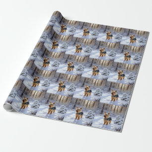 Papel De Presente Yorkshire Terrier Deixe Nevar Natal