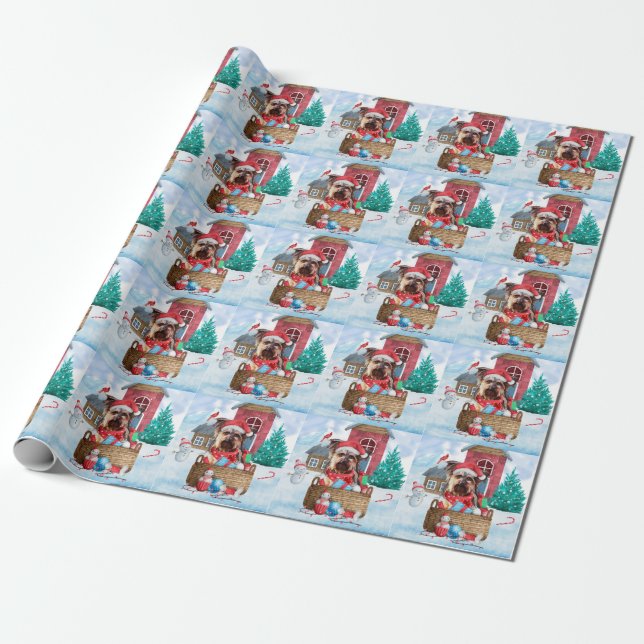 Papel De Presente Yorkshire Terrier Dog Na Casa De Neve (Desenrolado)