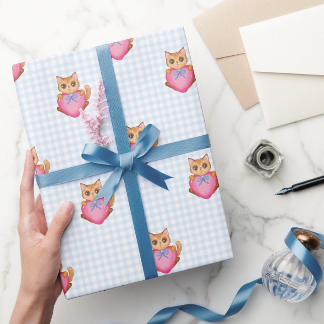 Papel De Presente You're Purr-ty Special Gingham Kitty Cat (Presentear)