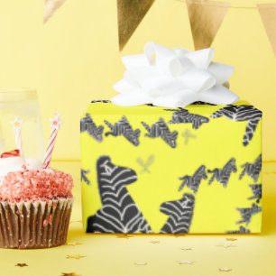 Papel De Presente Zebra amarela selvagem moderna