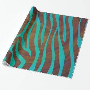 Papel De Presente Zebra Brown e impressão da cerceta