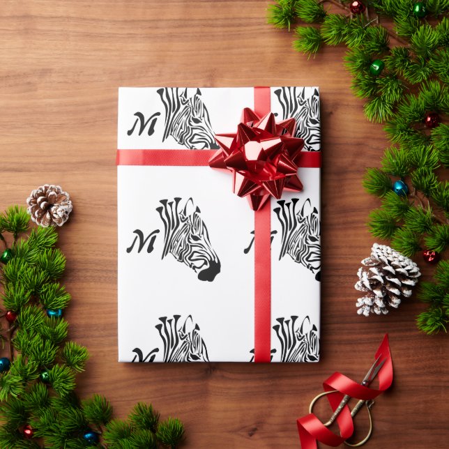 Papel De Presente Zebra com faixas negras torcidas (Presente de Natal)