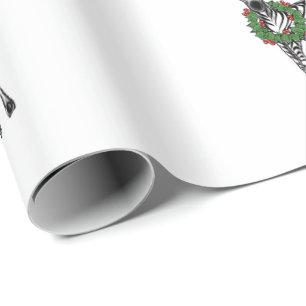 Papel De Presente Zebra Festiva Feriada com Holly