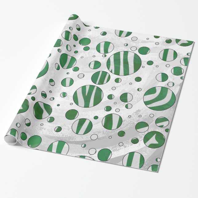 Papel De Presente Zebra Green e Bolinhas branca (Desenrolado)