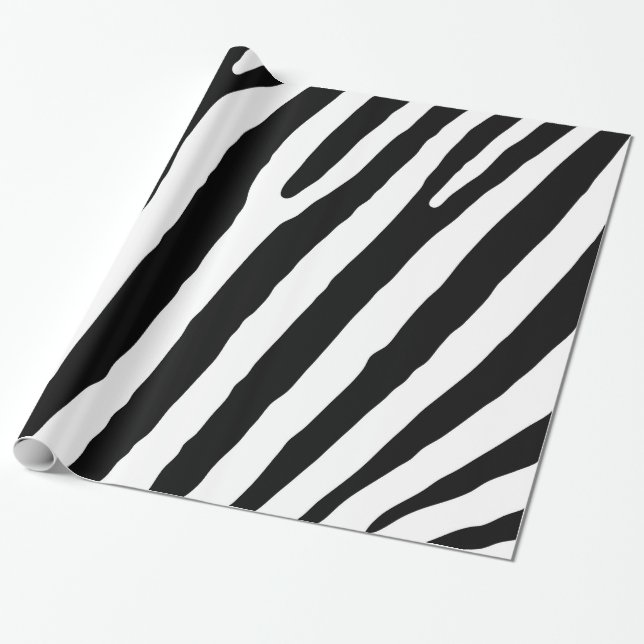 Papel De Presente Zebra Moderna Strips Preto e Legal Abstrato (Desenrolado)