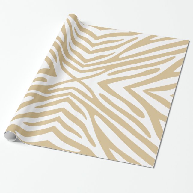 Papel De Presente Zebra neutra loura (Desenrolado)