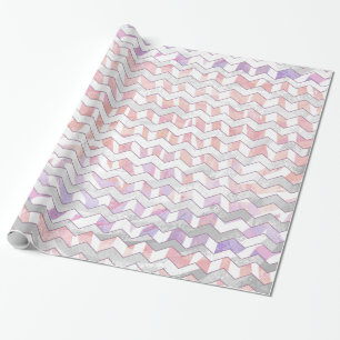 Papel De Presente Zebra Rosa e White Chevron